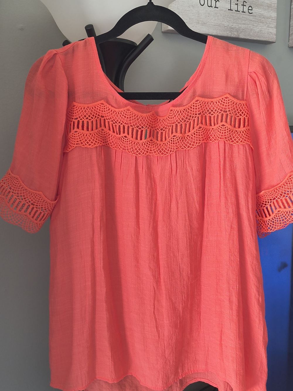 Women’s Coral Crochet-Yoke Top - Bydesign
